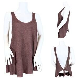 Lanston Tie Open Back Tank Top In Mauve Pink Heather SZ S $79